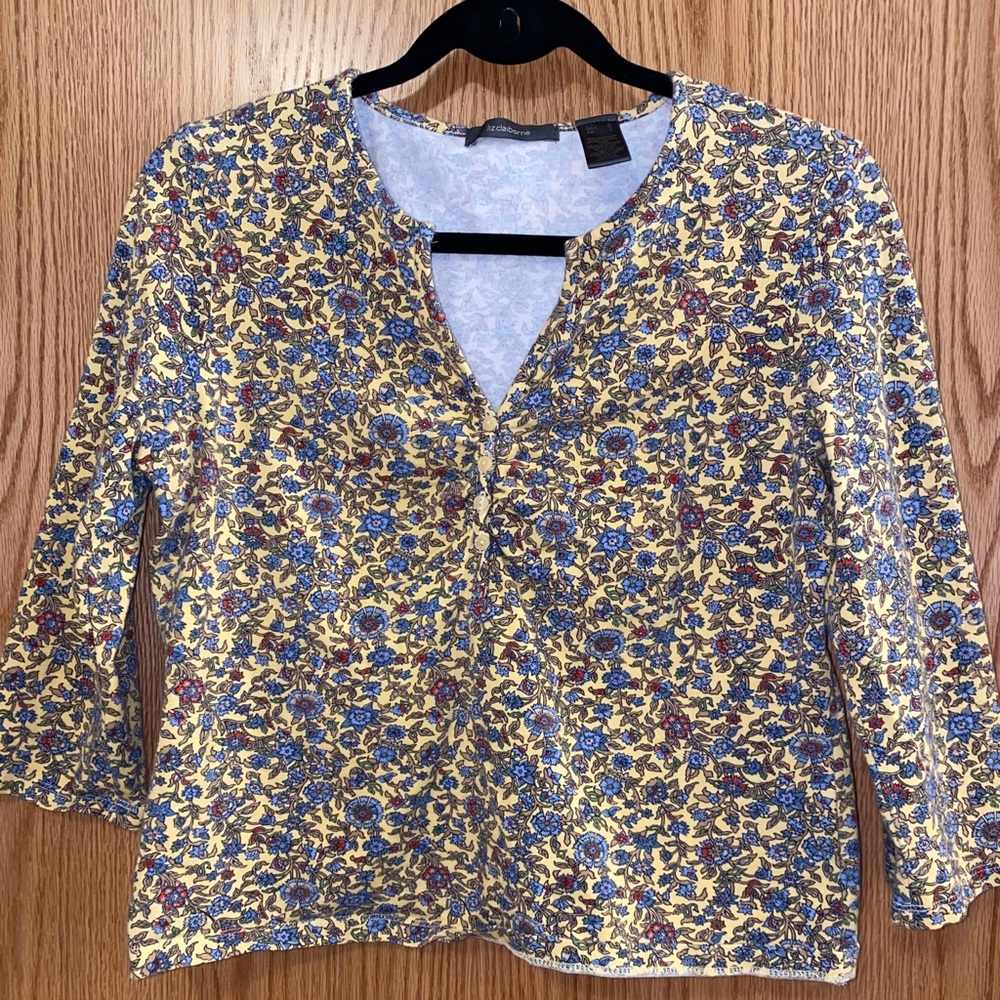 Liz Claiborne Yellow Floral Top